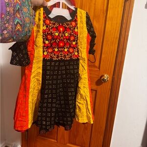 Vibrant Multicolor Embroidered Indian Pakistani party Dress kurta set